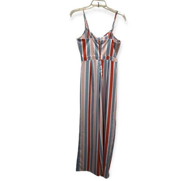 Romeo + Juliet Couture Jumpsuit M Womens Striped Pastel Polyester Blend Flare - Picture 8 of 9